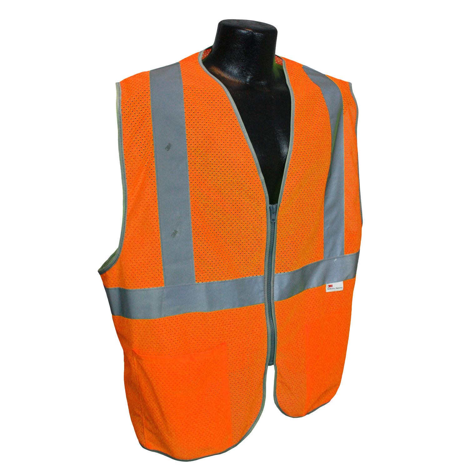 5ANSI-PCZ Type R Class 2 Safety Vest - 3.5oz Poly Mesh - Orange - Size L - Safety Vests